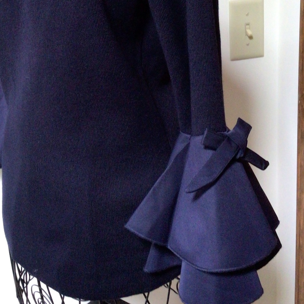 Catherine Malandrian Knit Top Satin Feel Detail Cuffs - Picture 3 of 5